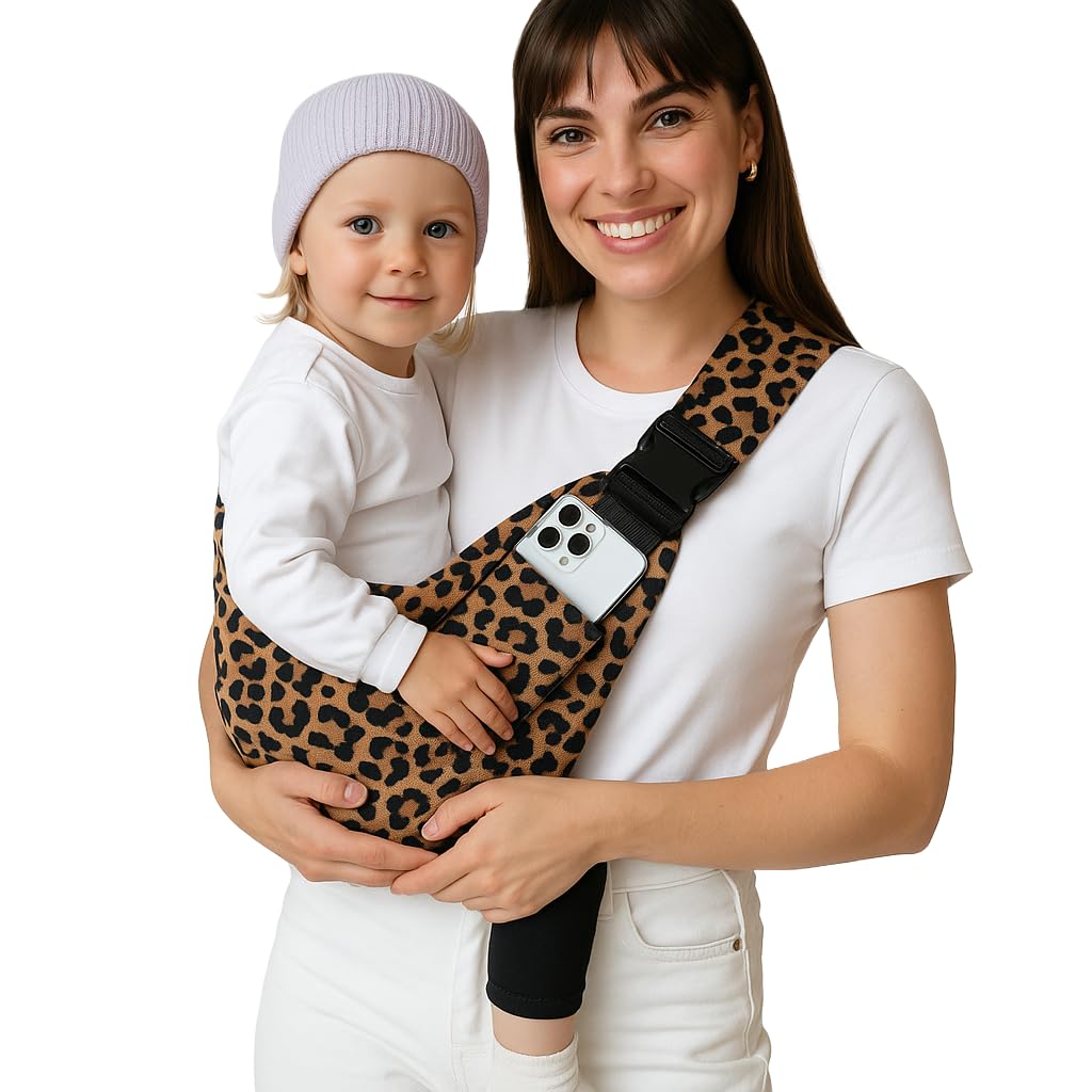 Photo 1 of CzeNano - Baby Sling Carrier | Baby Sling Wrap - Adjustable Premium Cotton - 8 Months to 4 Years - 10-45 lbs (Brown Leopard)