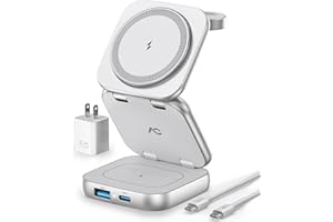 Wireless Charger for Magsafe, AC Island 5-in-1 Evolved Charging Stand, 15W Max Fast Portable Magnetic Station, Foldable for iPhone 16/15/14/13 Series, Apple Watch, AirPods (with 35W Adapter)