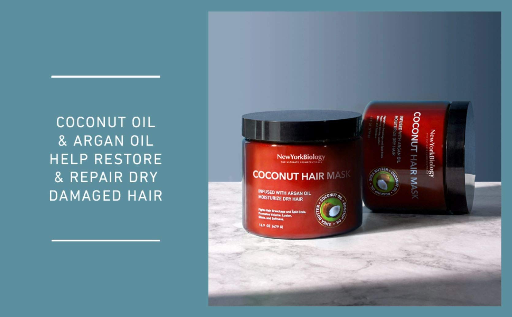 New York Biology Tea Tree Conditioner with Coconut Hair Mask for Hair Growth and Volume - Relief for Dandruff and Dry Itchy Scalp - Moisturizing and Deep Conditioning Dry Hair Treatment