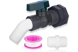 ENOCH'S LAND PVC Rain Barrel 45° Elbow Diverter Kit, 3/4" Rain Barrel Valve with Bulkhead Connector and Hose Adapter, Rain Barrel Garden Faucet Kit for Water Tanks, Aquariums, Bathtubs, Pools, Garden Buckets