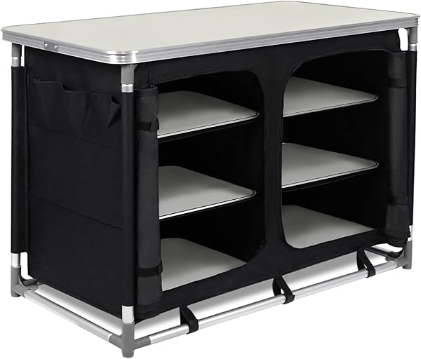 UISEBRT Campingküche Faltbar Campingschrank mit Aluminiumgestell Reiseküche Outdoor Camping Küche Küchenbox Ink. Tragetasche