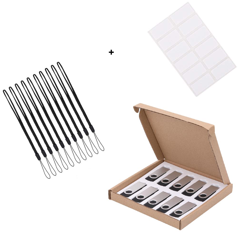 Flash Drive, Vellgo 10 Pack 2GB Classic Swivel USB Flash Drive for Data Storage and Sharing, USB Thumb Drive with Lanyard, USB2.0 Memory Stick (10pack 2GB Jump Drive, Black)