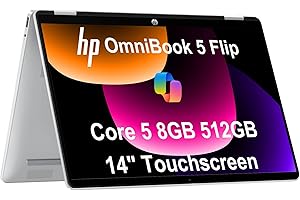 IST COMPUTERS HP OmniBook 5 Flip (Next Gen Envy x360) 2-in-1 Laptop (14" FHD+ Touchscreen, Intel 10-Core 5 120U (> i7-1255U), 8GB DDR5 RAM, 512GB SSD) for Business, Students, Backlit, 5MP IR Webcam, Win 11 Home