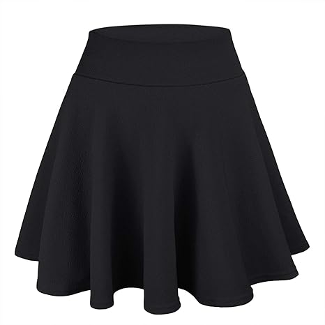 WinCret Rock Damen Basic Solid Röcke Mädchen Vielseitige Dehnbaren Faltenrock Mini Skater Rock