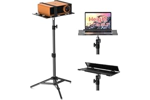LEORFI Projector Stand Tripod, Laptop Tripod Stand, Foldable Portable Projector Floor Mount, Height Adjustable from 17.7" to 45.2", with Folding Plate, Capacity 22lb, for Outdoor Movies, Home, Office