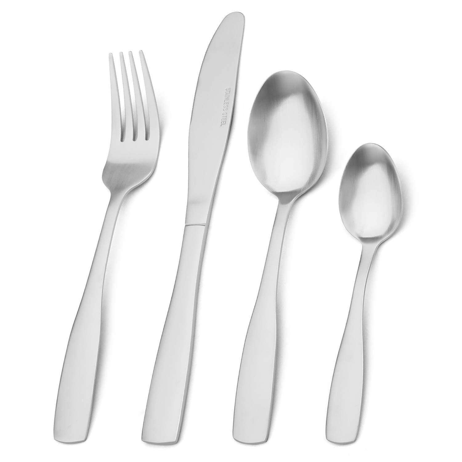 Bettlife 16-Piece Tableware Set - Stainless Steel Flatware & Silverware Set with Matt Silver Knife and Fork, Service for 4, Dishwasher Safe