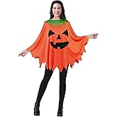 Spooktacular Creations Halloween Pumpkin Poncho Costume, Pumpkin Costume Set for Women for Adult to Halloween Parties, Adult parties, Ghost Costumes Events and Role Play