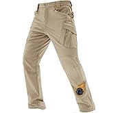 TACVASEN Men's Winter Work Pants Fleece Lined Tactical Snow Ski Pant Waterproof Insulated Cargo Hiking Trousers 9 Pocket