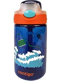 Contigo AUTOSPOUT Straw Gizmo Flip Kids Water Bottle, 14 oz, Ruby with Owls