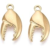 KitBeads 20Pcs 18K Gold Plated Crab Claw Charms Ocean Sea Animal Stainless Steel Beach Charms for Jewelry Making Necklaces Bracelets Crafts