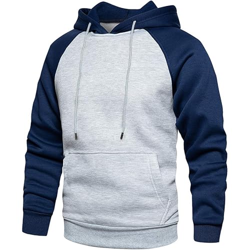 TOLOER Men's Hoodies Pullover Casual Solid Color Sports Outwear Sweatshirts