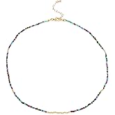 BXDA Gold Seed Beaded Necklaces for Women, Boho Handmade Adjustable Colorful Beads Choker Summer Beach Jewelry Gift.