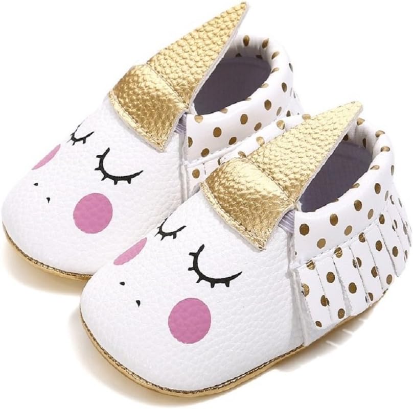 Cute Baby Moccasins for Girls - Anti-Slip Soft Soled Flats Newborn Princess Dress Shoes