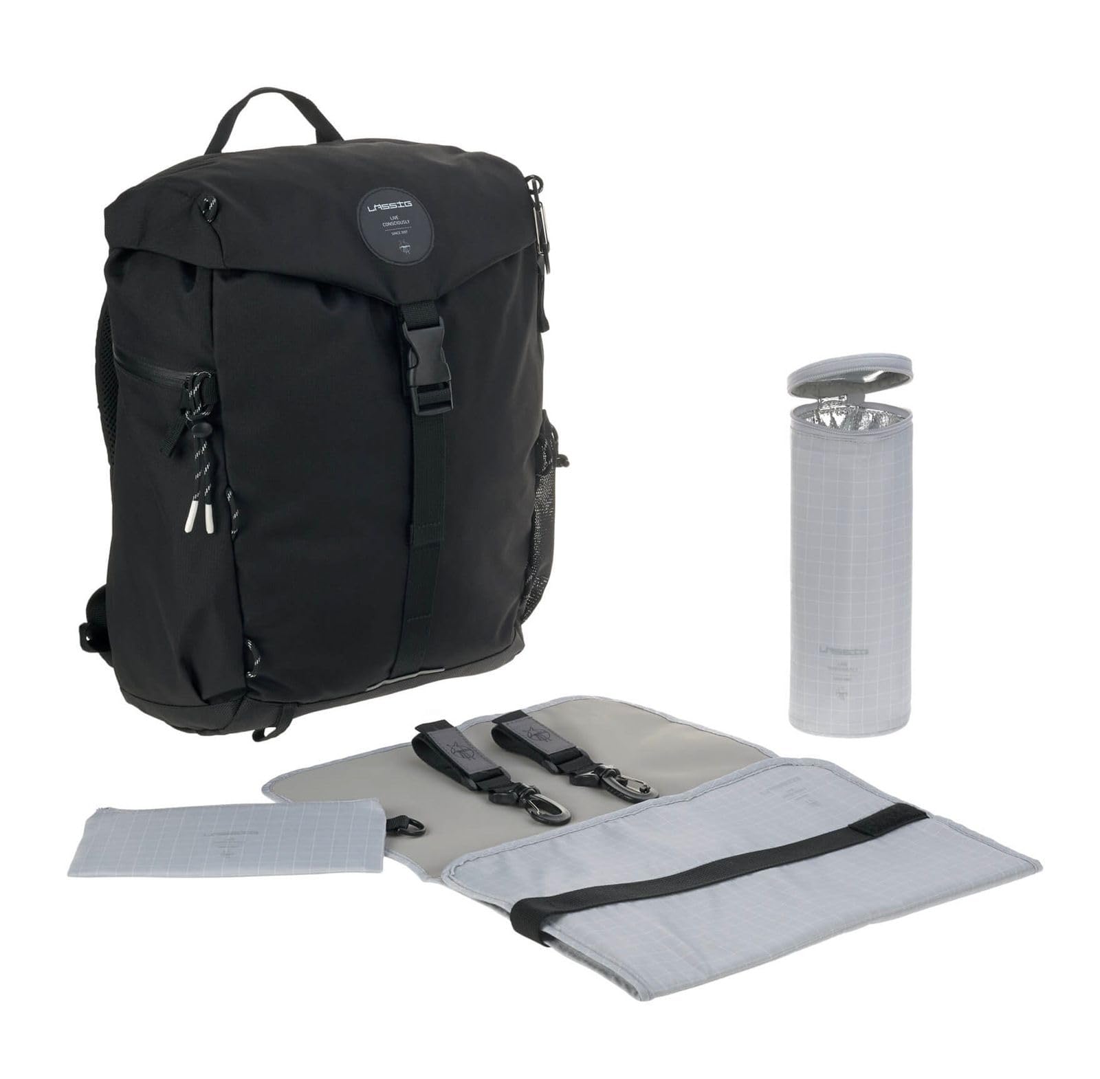 adidas Lässig Outdoor Hiking Diaper Backpack Sustainable Fabric Black, 850 g