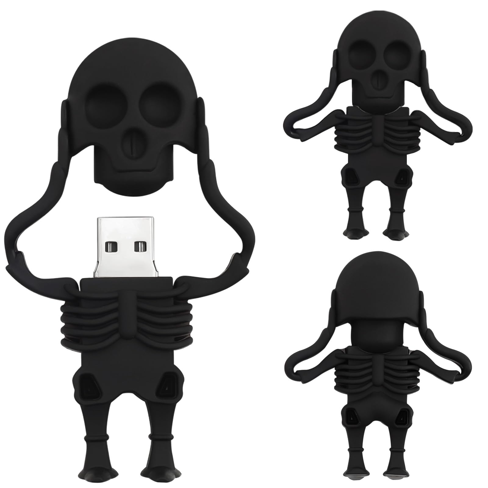 32 GB USB Flash Drive Cartoon Skeleton-Shaped Memory Stick Novelty Pen Drive Cool USB Drive Amazing Gifts, Black