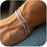 Mens Bracelet - Dainty Gold/Silver Chain Bracelet Stack 14K Gold Plated Silver Bracelets for Men Stainless Steel Adjustable Cross Charm Cuban Link Bracelet Snake Jewelry Set to Men Dad Birthday Day