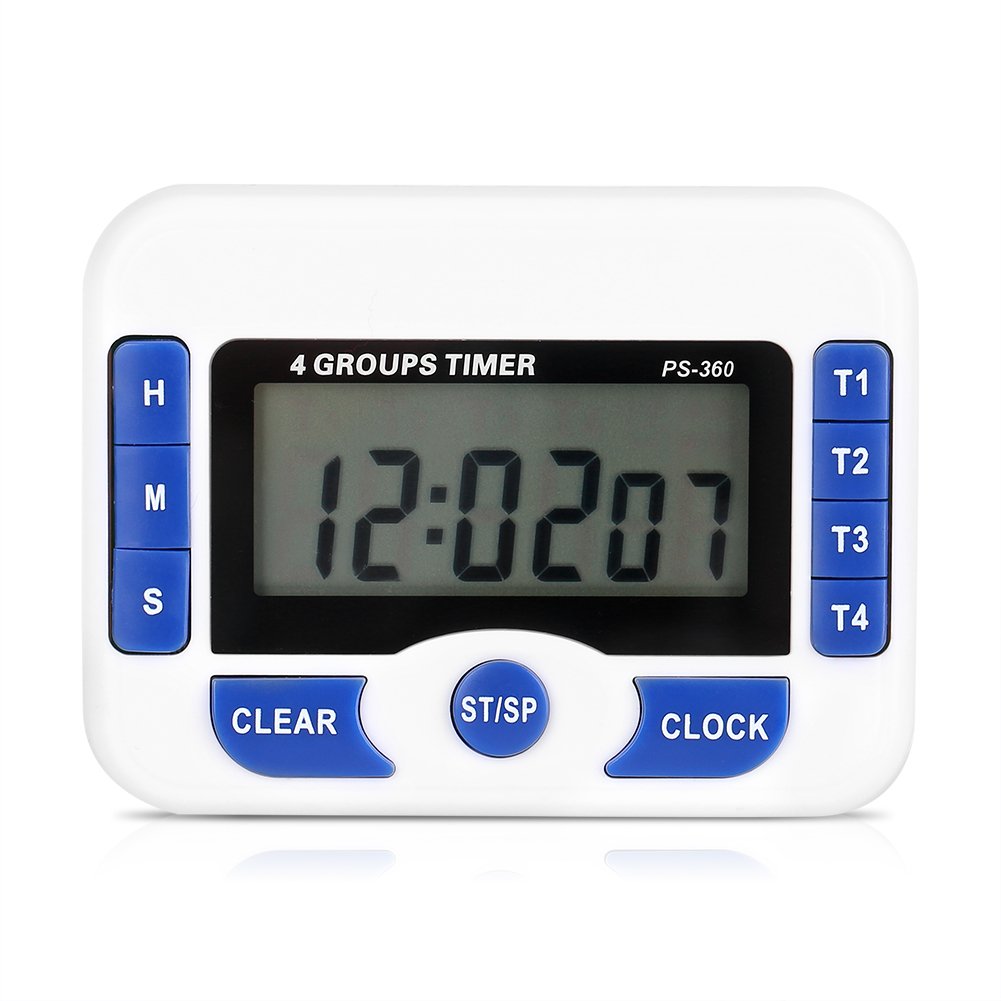 Kitchen Timer Digital 4 Channel Independent Group Digital Kitchen Timer Magnetic Countdown Stopwatch Timer for Cooking Shower Bathroom Kids Classroom