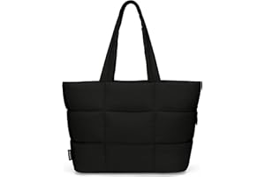 REVOTRA Puffer Tote Bag for Women, Large Quilted Puffy Handbag with Side Pockets Lightweight Shoulder Bag