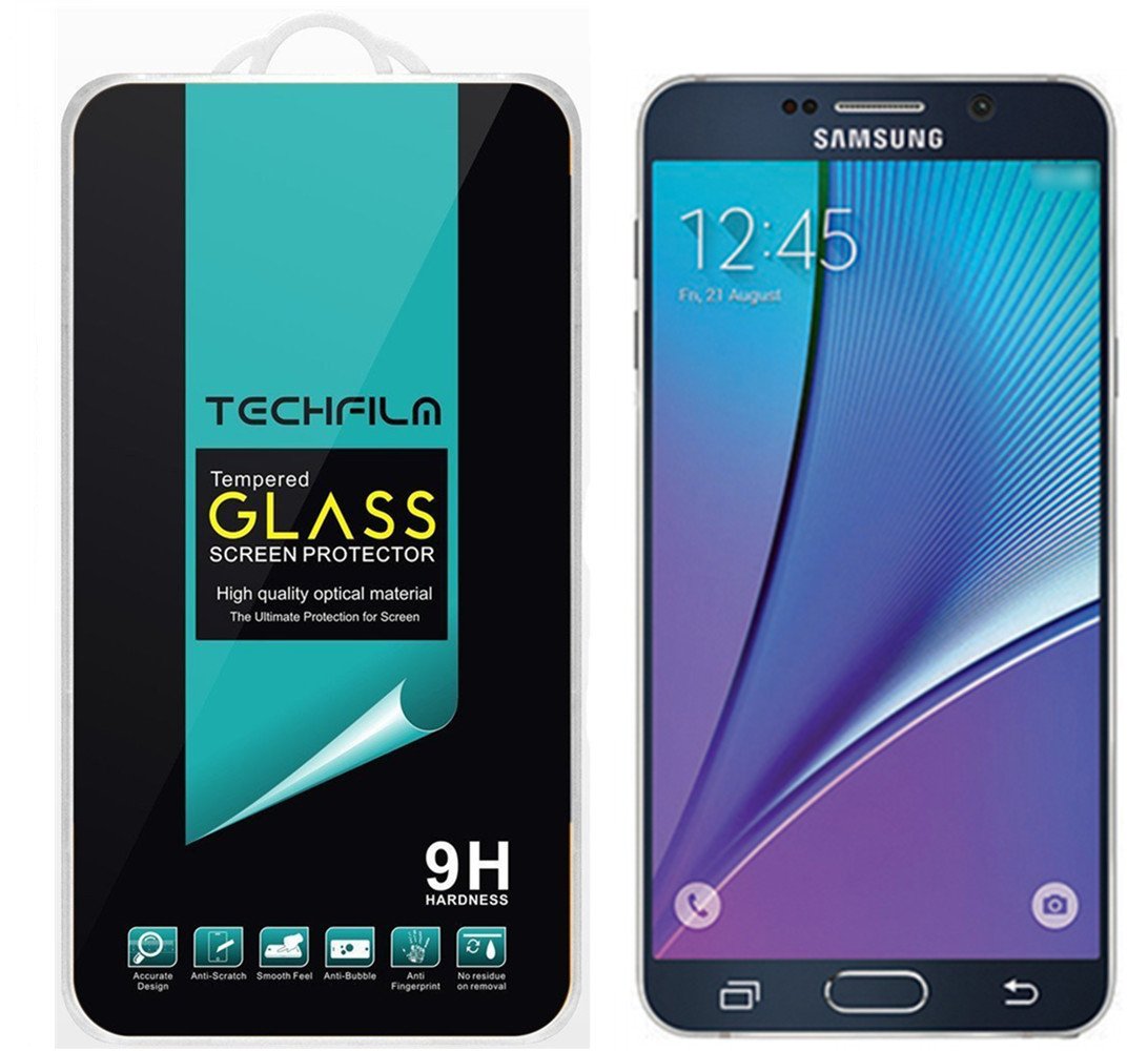 Galaxy Note 5 Screen Protector, TechFilm [Tempered Glass] Ballistic Glass Screen Protector For Samsung Galaxy Note 5 ,Ultra-Clarity Anti-Scratch, Anti-Fingerprint - Retail Packaging
