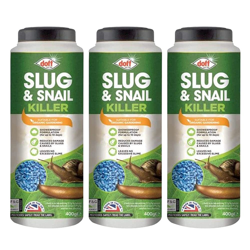 Slugs and Snails Killers/Repellent - Ready to Use Bait with Hydrated Ferric Phosphate, Safe and Environment Friendly Organic Pellets for Gardens are Suitable for Dogs and Other Wildlife (Pack of 3)