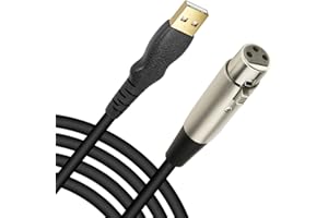 EBXYA XLR to USB Cable, 3 ft USB to XLR Microphone Cable 3 Pin XLR Female Cables Adapter with USB to Type-C Adapter Cord for Audio Recording Karaoke Live Podcast