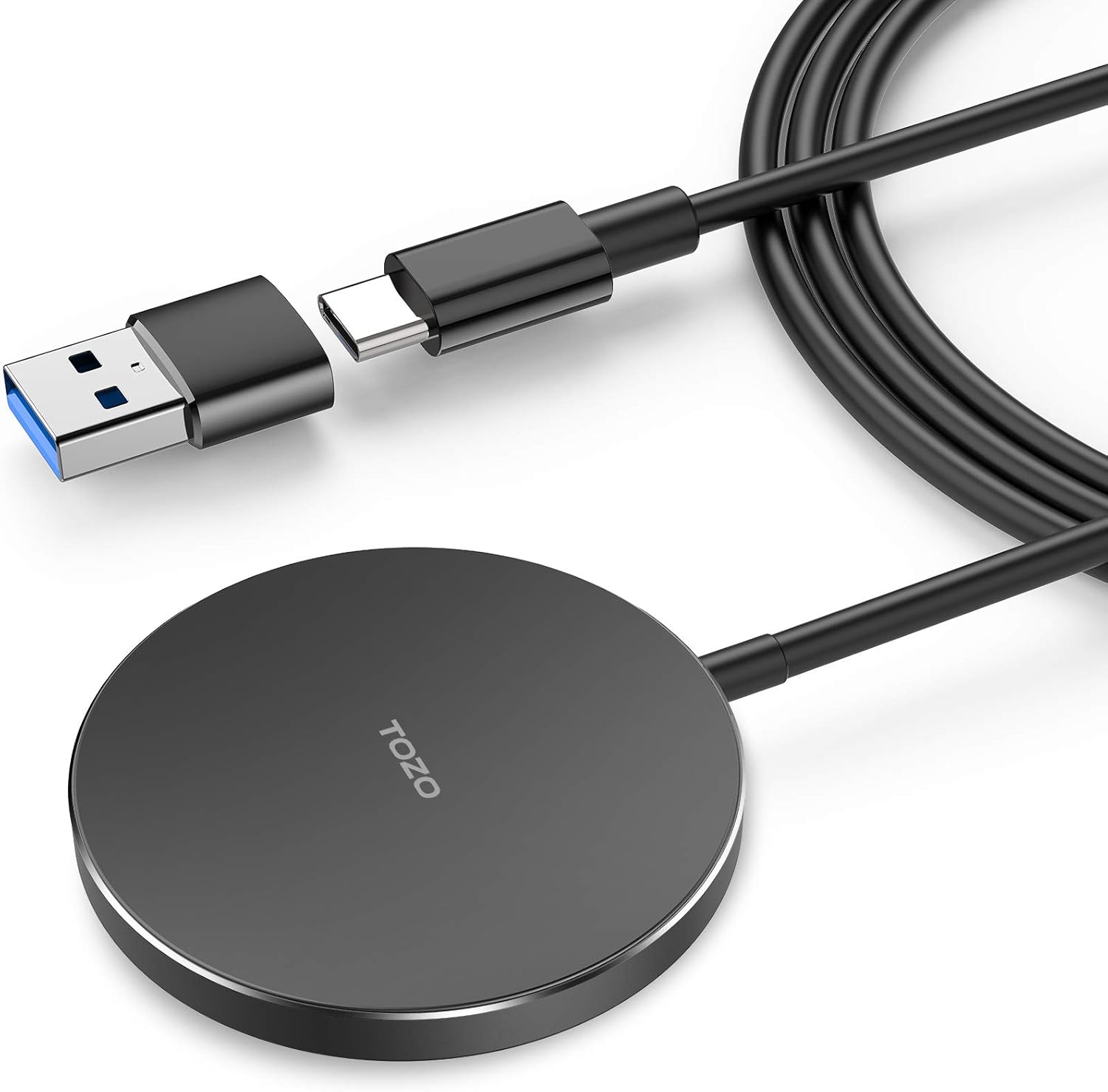 TOZO W6 Wireless Charger Compatible for iPhone 12 / Mini/Pro/Max Aviation Aluminum Computer Numerical Control Technology Fast Charging Black NO AC Adapter