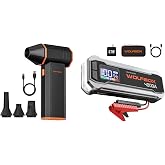 WOLFBOX 4000A Jump Starter,12V Car Battery Jump Starter with 65W Quick Charger &amp; WOLFBOX MF50 Electric Air Duster-110000RPM Super Power Cordless Air Duster