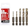 VALYRIANTOOL 5PCS M35 Cobalt Stubby Drill Bit Set for Stainless Steel & Hard Metals & Cast Iron, with 1/4" Hex Shank for Quick Chucks & Impact Drivers, 3/32", 1/8", 3/16", 1/4", 5/16"