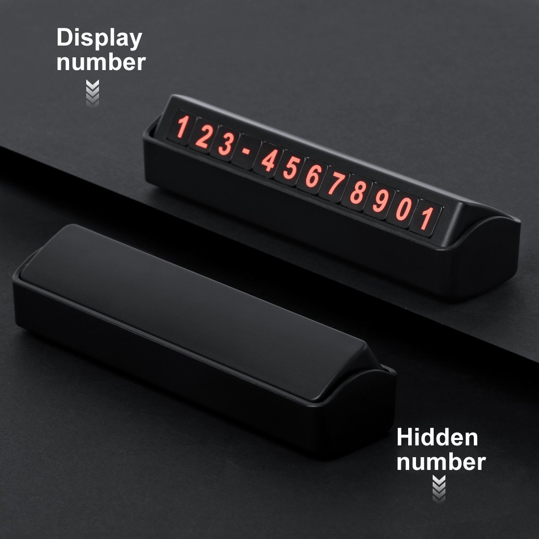 Temporary Parking Phone Card,Reversible Hidden Magnetic Adjustable Phone Number (Silver)