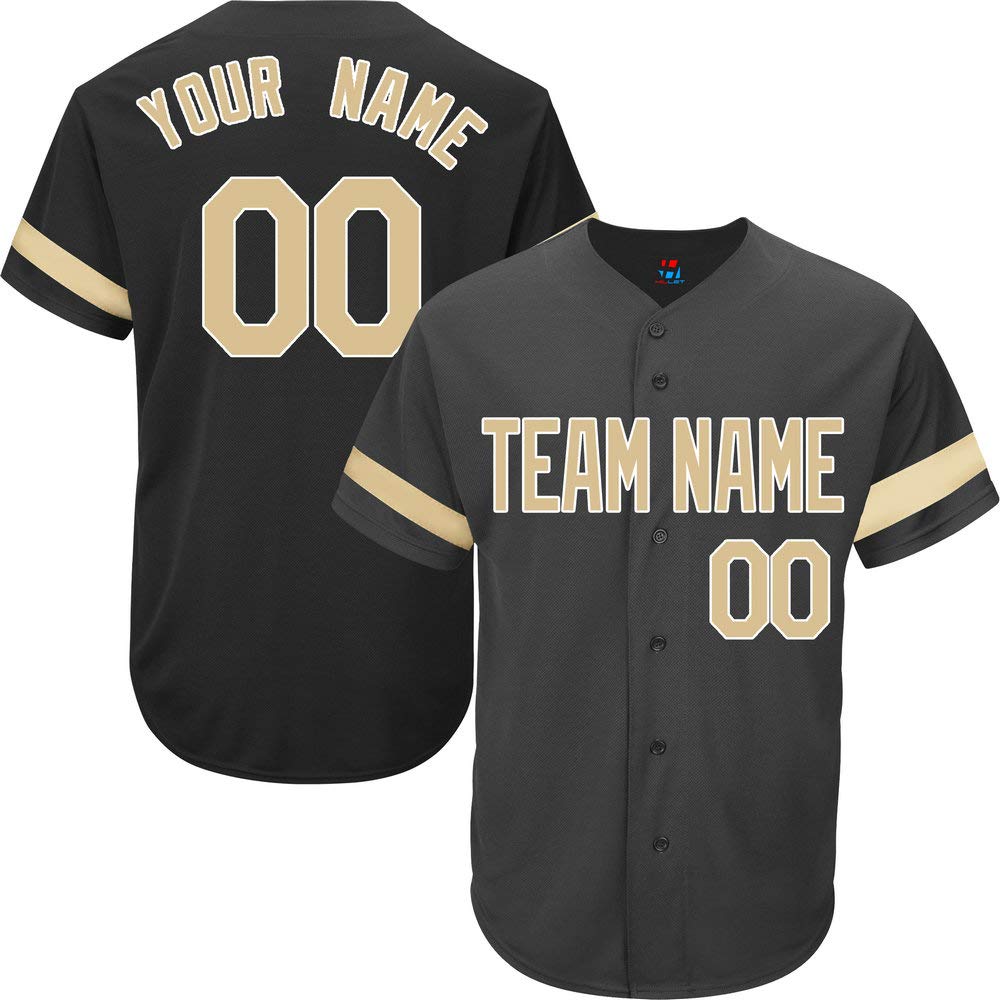 Pullonsy Black Custom Baseball Jersey for Men Women Kids Full Button
