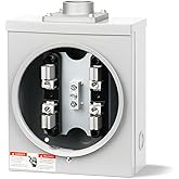 100 Amp Meter Socket,4 Jaw Meter Base Meter Socket, 600v 3 Wire Ringless Type with Horn Bypass Meter and Cover Plate, For Overhead & Underground Feed ect.(square)