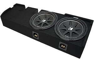 American Sound Connection FORD2X12-01-03-CREW Compatible with Ford F-150 Super Crew Truck 2001-2003 Dual 12" Sealed Sub Box and Kicker 43C124 12" Comp C12 Series Sub 150W RMS 4 Ohm SVC Car Subwoofer