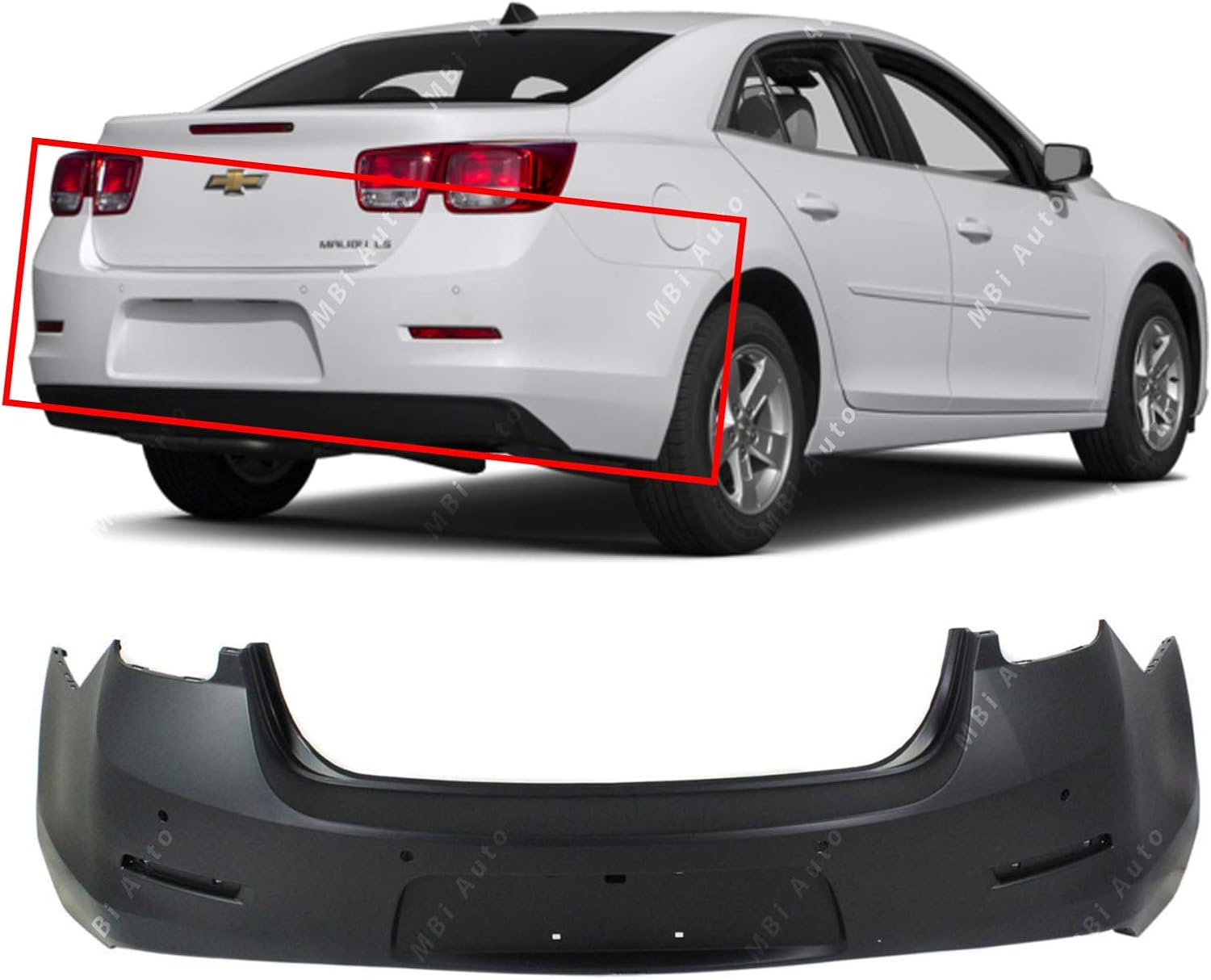 MBI AUTO Primered, Rear Bumper Cover Replacement for 2013