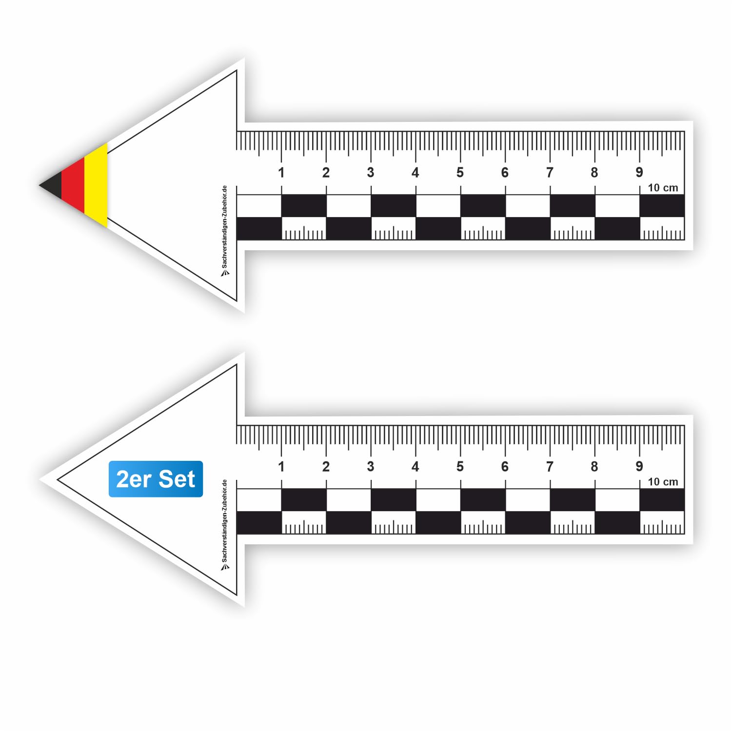 Sachverständigen-Zubehör® Arrow Whiteboard [Magnetic Set] 2 pcs black & white | Crack Monitoring | Real Estate Valuation Measurement | Presentation | Crime Scene Ruler Forensic | Documentation