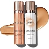 LUMINESS Silk Airbrush Spray Foundation & Primer Kit - Full Coverage Foundation, Anti-Aging Formula Hydrates & Moisturizes with Hyaluronic Acid, Aloe Vera & Hydrolyzed Silk (Shade - Medium)