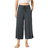 LazyCozy Women's Bamboo-Derived Viscose Capri Pajama Pants, Casual Wide Leg Lounge Pants Pajama Bottoms