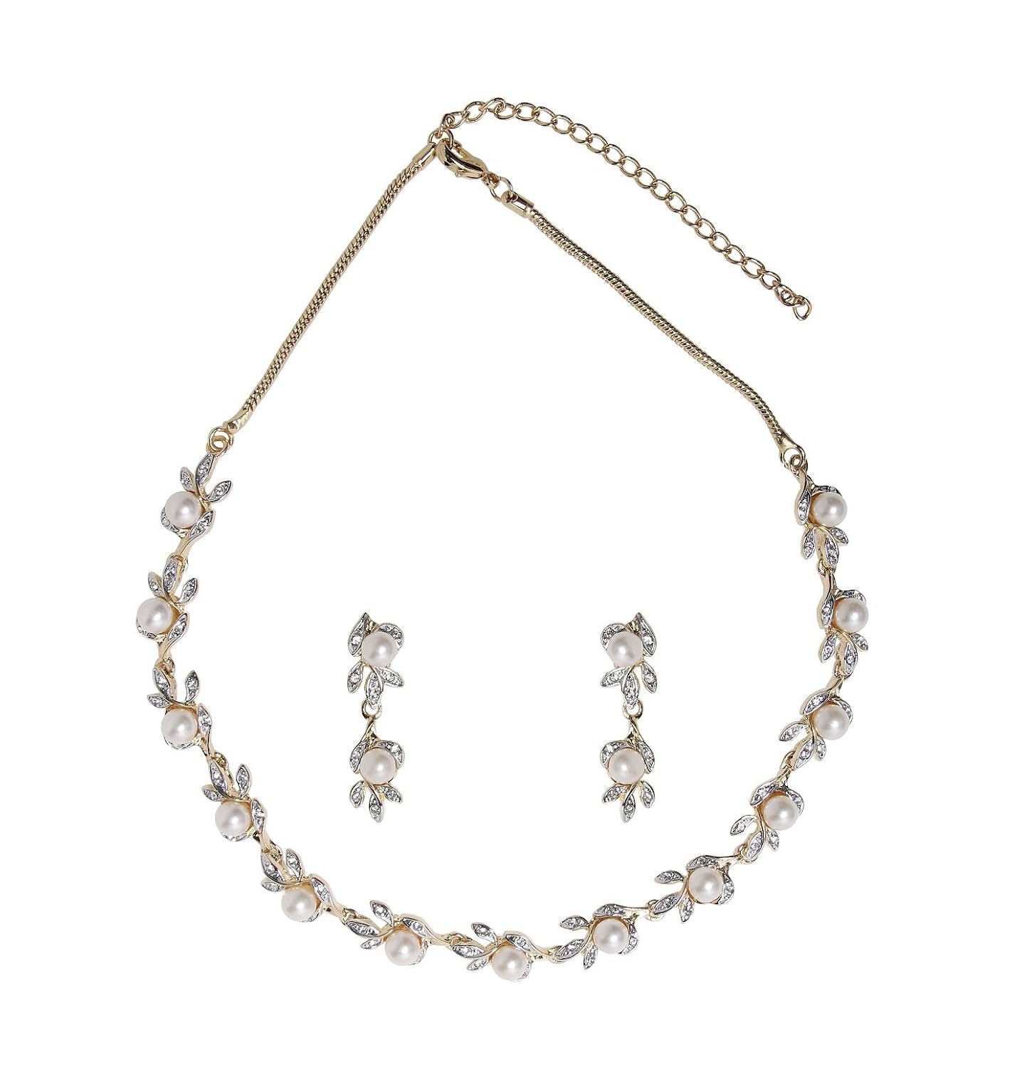 sempre of london white pearl sleek neckalce set for women