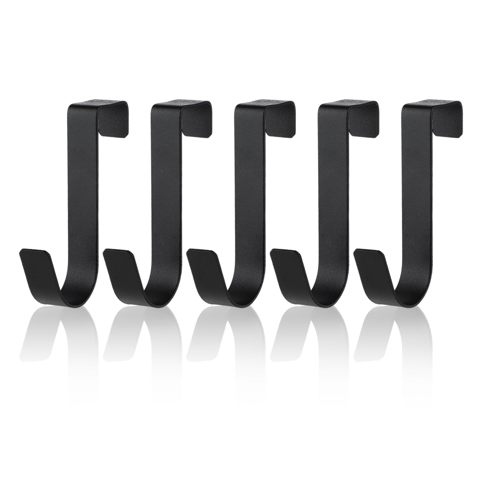 WLLHYF 5 Pack Towel Hook Stainless Steel Water Proof Over Shower Door Hook for Bathroom Frameless Glass Door 0.82in(2.1cm) Hanging Towels Robe Clothing Brush, Matte Black (Black)