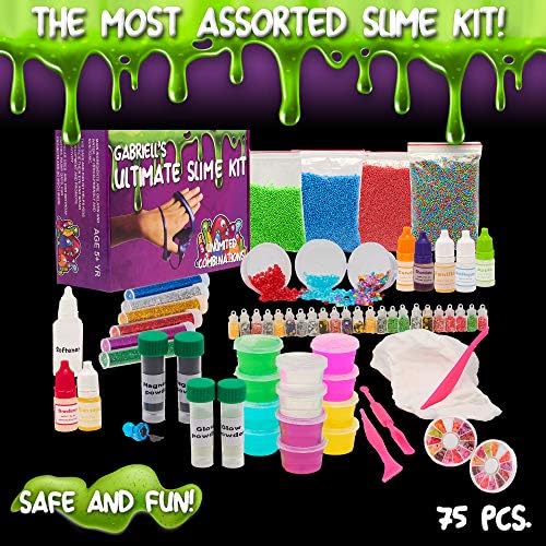 Ultimate Slime Kit Supplies with Magnet Powder,Glow in the dark Powder, 7 Different scents and over 75 different slime accessories