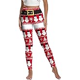 Flaminet Christmas Light Leggings for Women Girls Xmas Printed Yoga Pants Santa Holiday Tights Leggins Plus Size