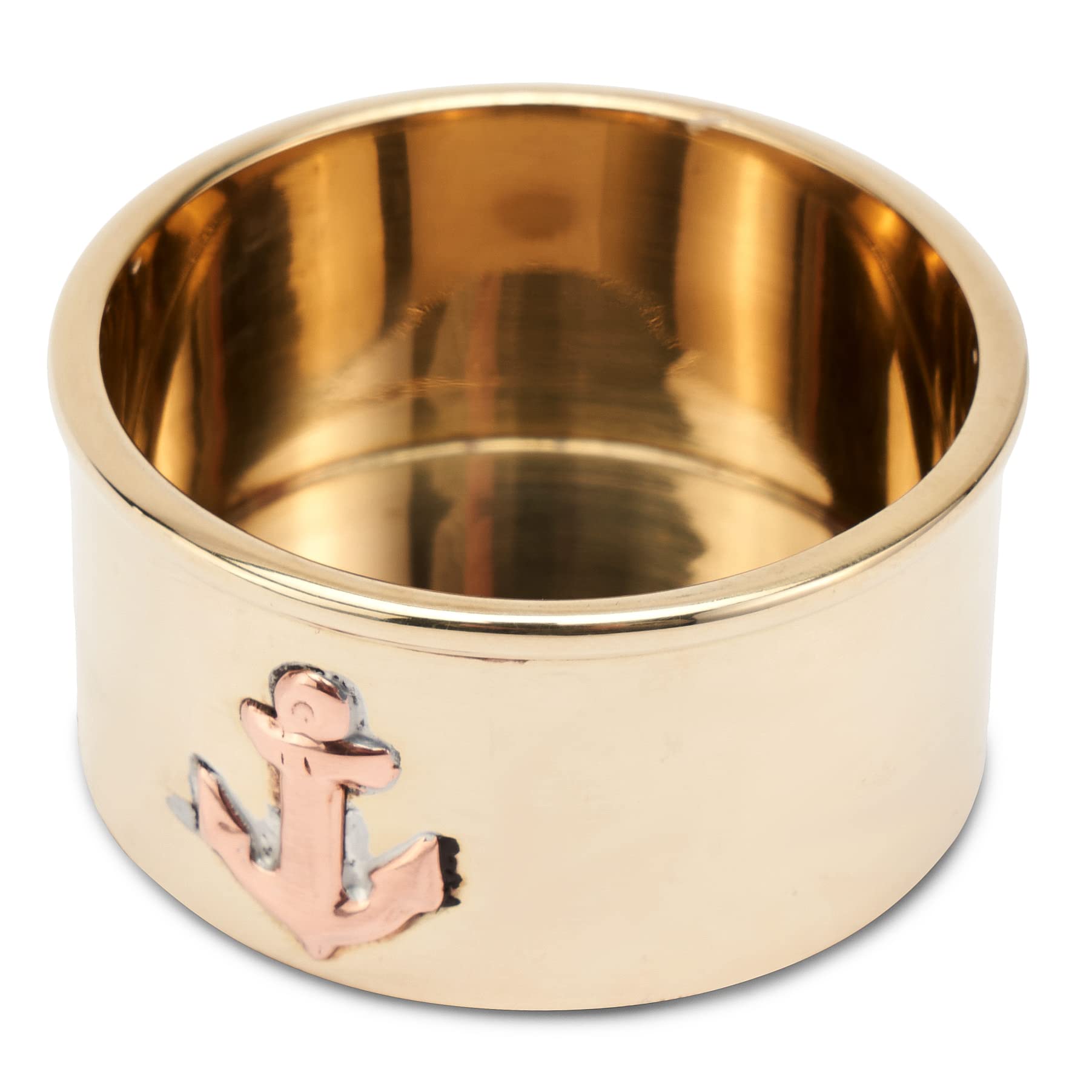 NKlaus 4.2 cm maritime tea light holder, made of brass, gold, 2.3 cm high, vintage candle holder, 11641