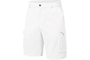 QPNGRP Men's 9" Inseam Stretch Waist Zipper Cargo Shorts with 6 Pockets