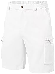 QPNGRP Men's 9" Inseam Stretch Waist Zipper Cargo