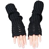 Novawo Women Arm Warmers Fashion Long Fingerless Gloves Knitted Kawaii Warm Gloves