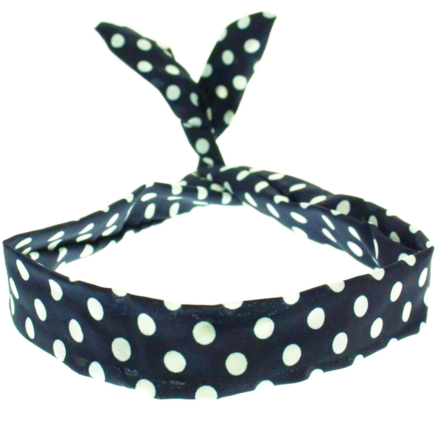 Topkids Accessories Pattern Wire Headbands for Women's Hair, Girls Headbands Hair Bands for Women Hair Accessories for Women Head Bands Adult Women Women's Fashion Headbands (Navy Blue Polka Dot)