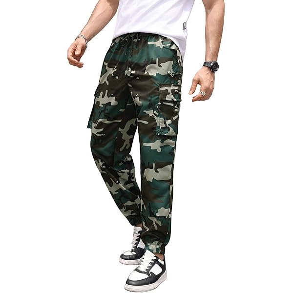 Muscularfit Men's Camo Cargo Sweatpants - Big & Tall Loose Fit Joggers