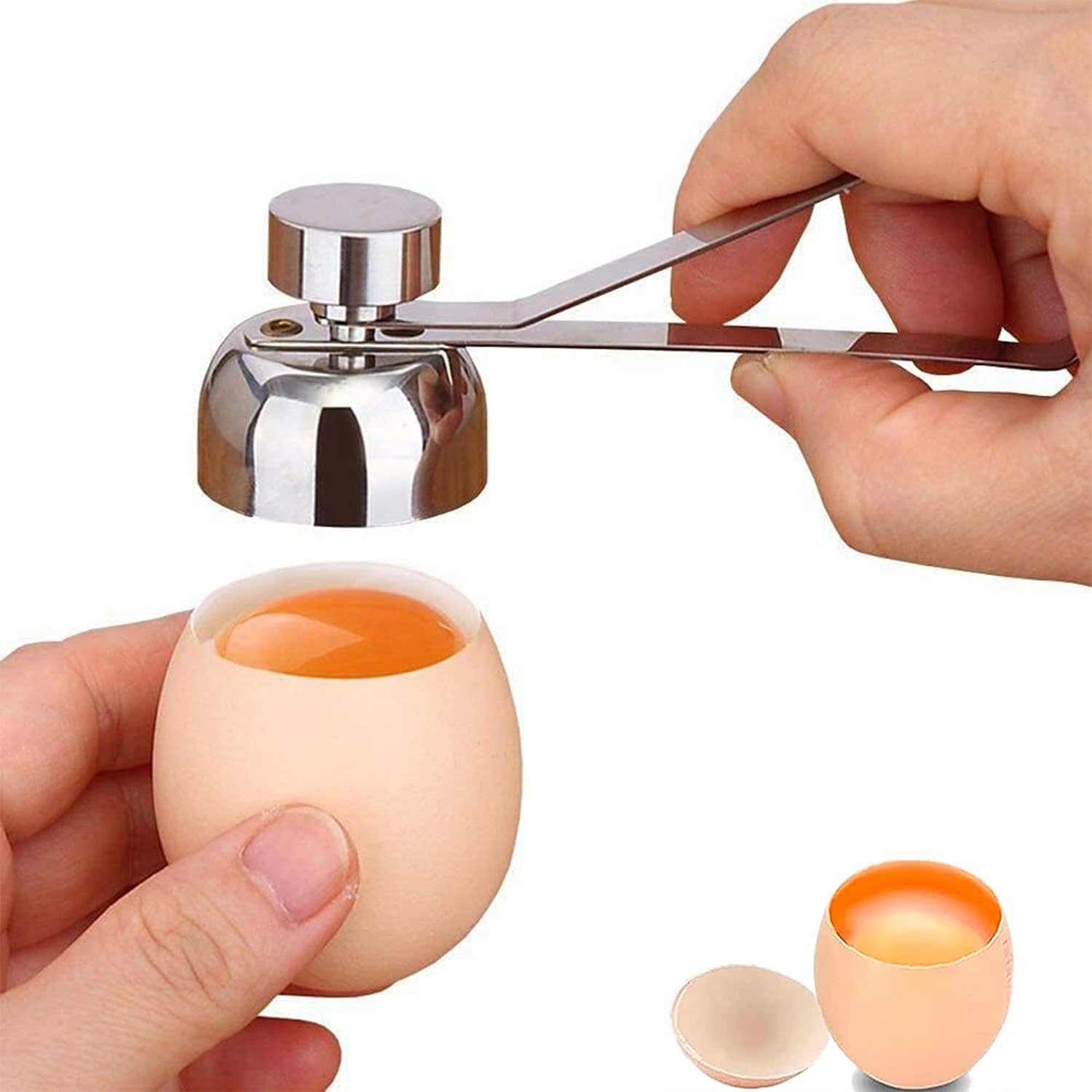Shell Opener, Egg Opener, Stainless Steel Eggshell, Cutter Handheld Egg Cracker Tool Eggs Separator Cracker for Raw Soft Hard Boiled Egg