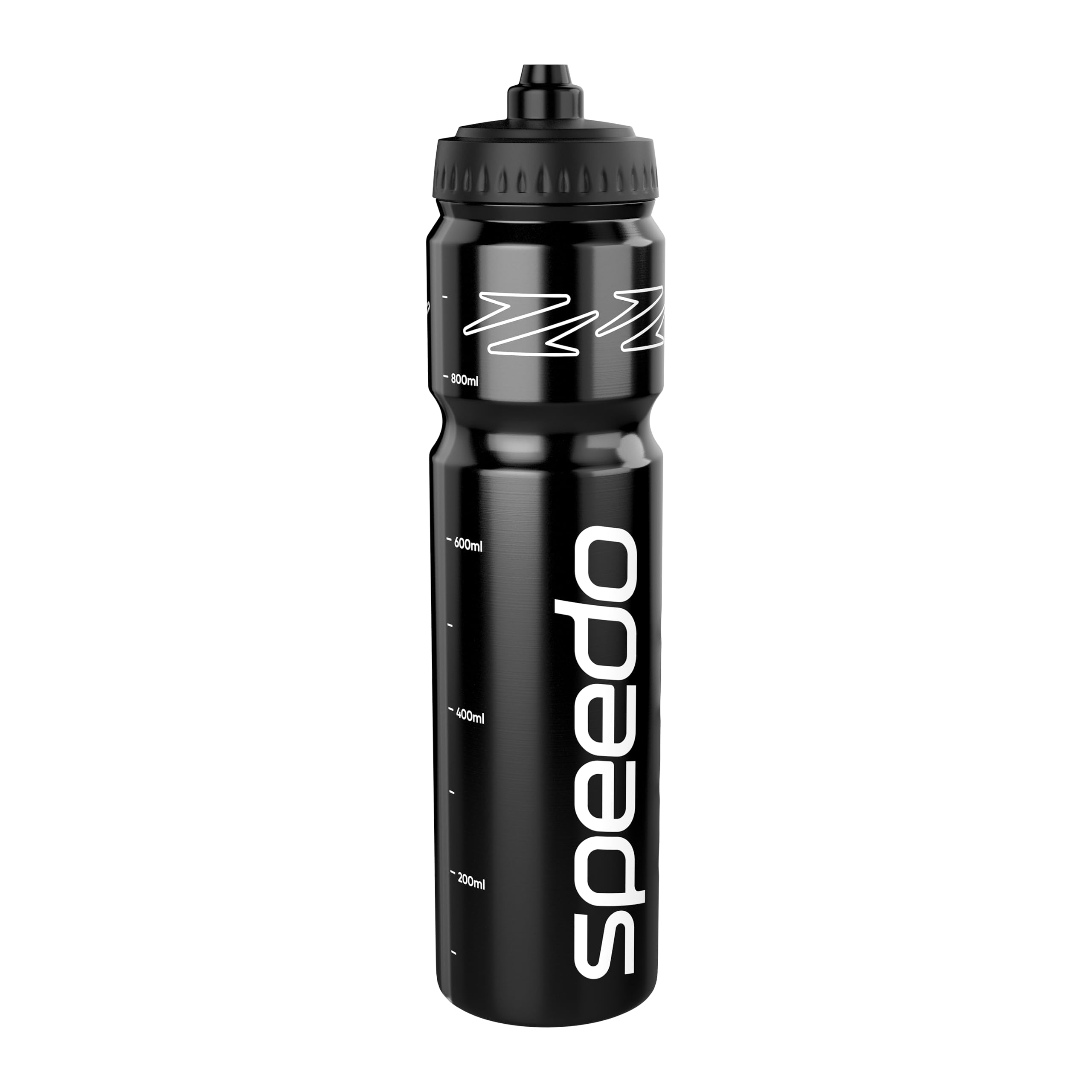 Speedo Unisex-Adult 1 Litre Water Bottle | Ergonomic Design Water Bottle, Brav Black/White, One Size