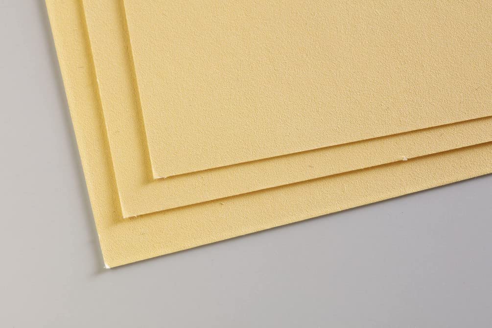 Clairefontaine 696022C - One Pastelmat Paper Pack - 5 Sheets Special Card for Dry Pastels - Size: A3 29.7x42 cm 360g - Bouton d'Or - Ideal for Pastels