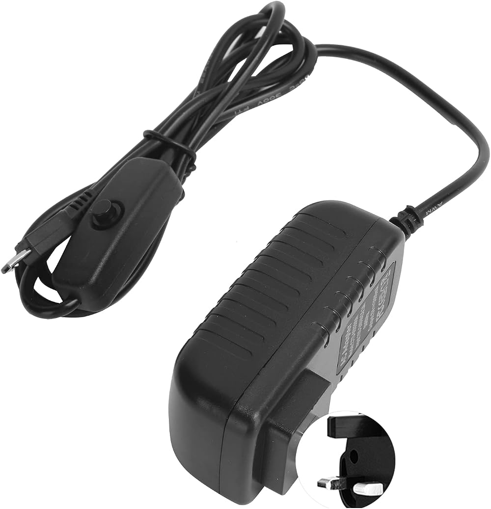 214 Power Supply 5V 3A Micro USB Adapter with Switch Button UK 100-240V